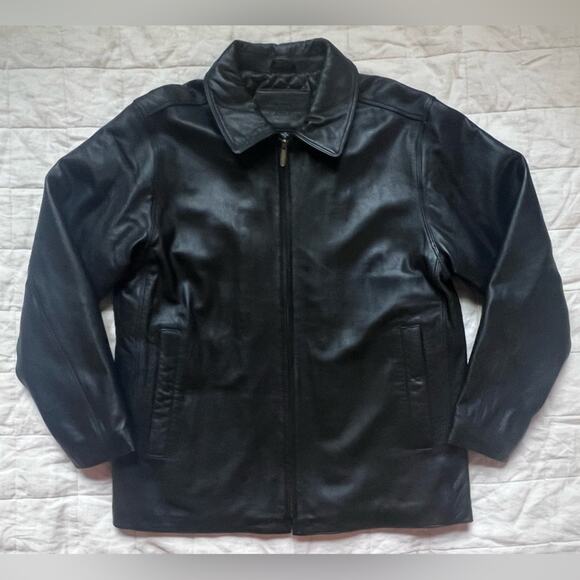 Vintage Knightsridge Men's Black Vegan Leather Jacket Sleek Classic Y2K- Small - Picture 1 of 11
